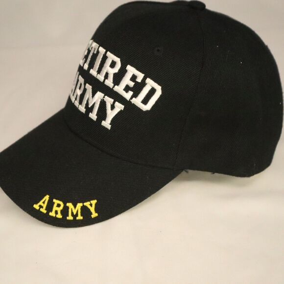 Retired Army Ball Cap Hat Black w/white letters hook & loop adjustable - Picture 9 of 9
